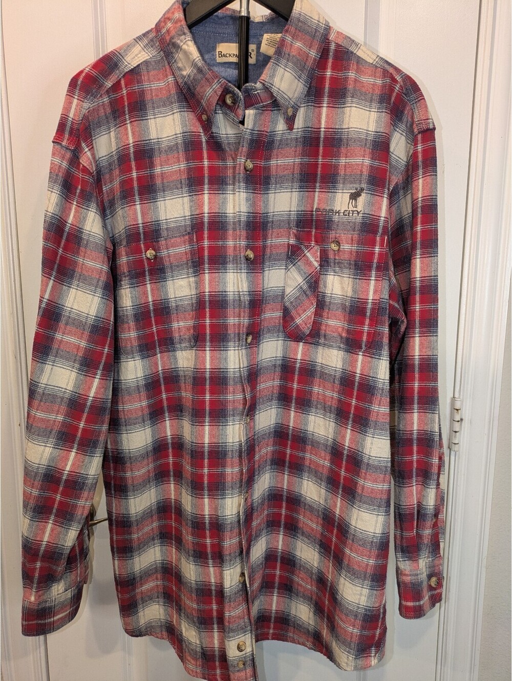 Backpacker Park City Plaid Moose Flannel 2XL Vintage Outdoor Gorpcore